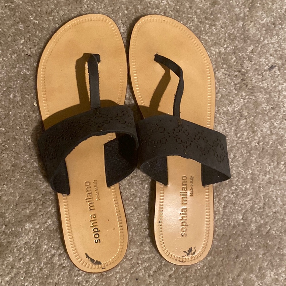 Sophia Milano Made in Italy Leather Flat Sandals